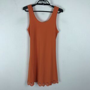 GenX Vintage 1990s Dress Size S Orange Sleeveless Cutouts Nylon Blend Y2K